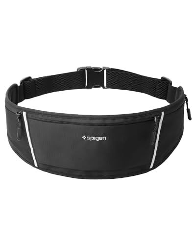 Spigen ランニング ポーチ ウエストポーチ スマホ ランニングポーチ 揺れない 防水 水洗い 可能 速乾 収納 ポケット iphone メンズ 夜間ランニング イヤホン穴付き 皮膚 低刺激 A710 AMP04618 (ブラック)as a47dd47c