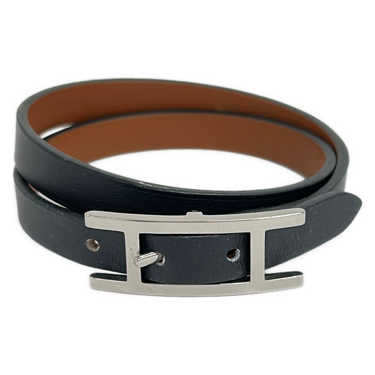 HERMES(エルメス) ブレスレット美品 アピ3 黒×フォーヴ シルバー金具