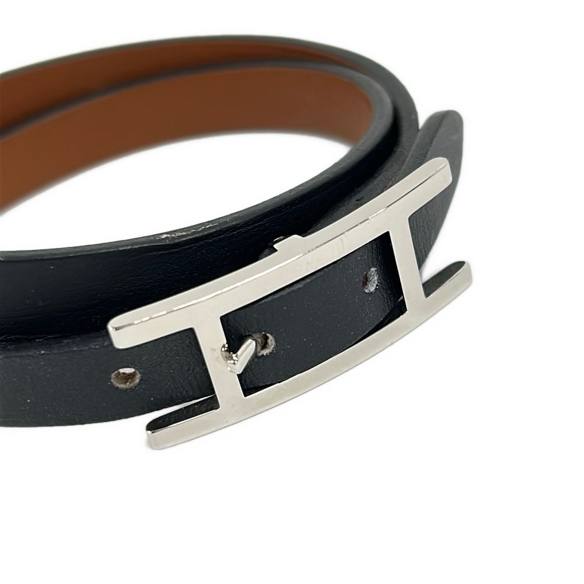 HERMES(エルメス) ブレスレット美品 アピ3 黒×フォーヴ シルバー金具