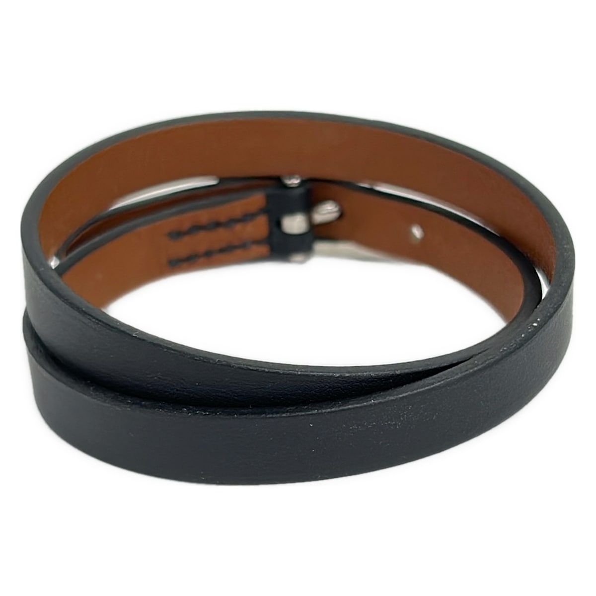 HERMES(エルメス) ブレスレット美品 アピ3 黒×フォーヴ シルバー金具