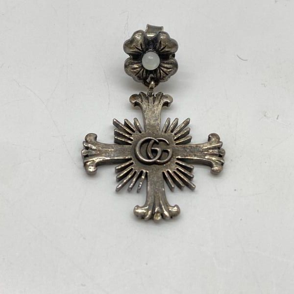 【中古】GUCCI フラワークロス　シルバーピアス　グッチ[24]