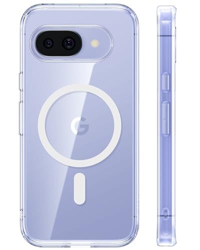 TORRAS 【Magsafe対応】 Google Pixel 9a ケース 衝?吸収 防滑 ワイヤレス充電対応 半透明 防指紋 エアバッグクッション 搭載マグネット カラー交換可能ボタン Guardian-Mag クリアma b7cf0b5f