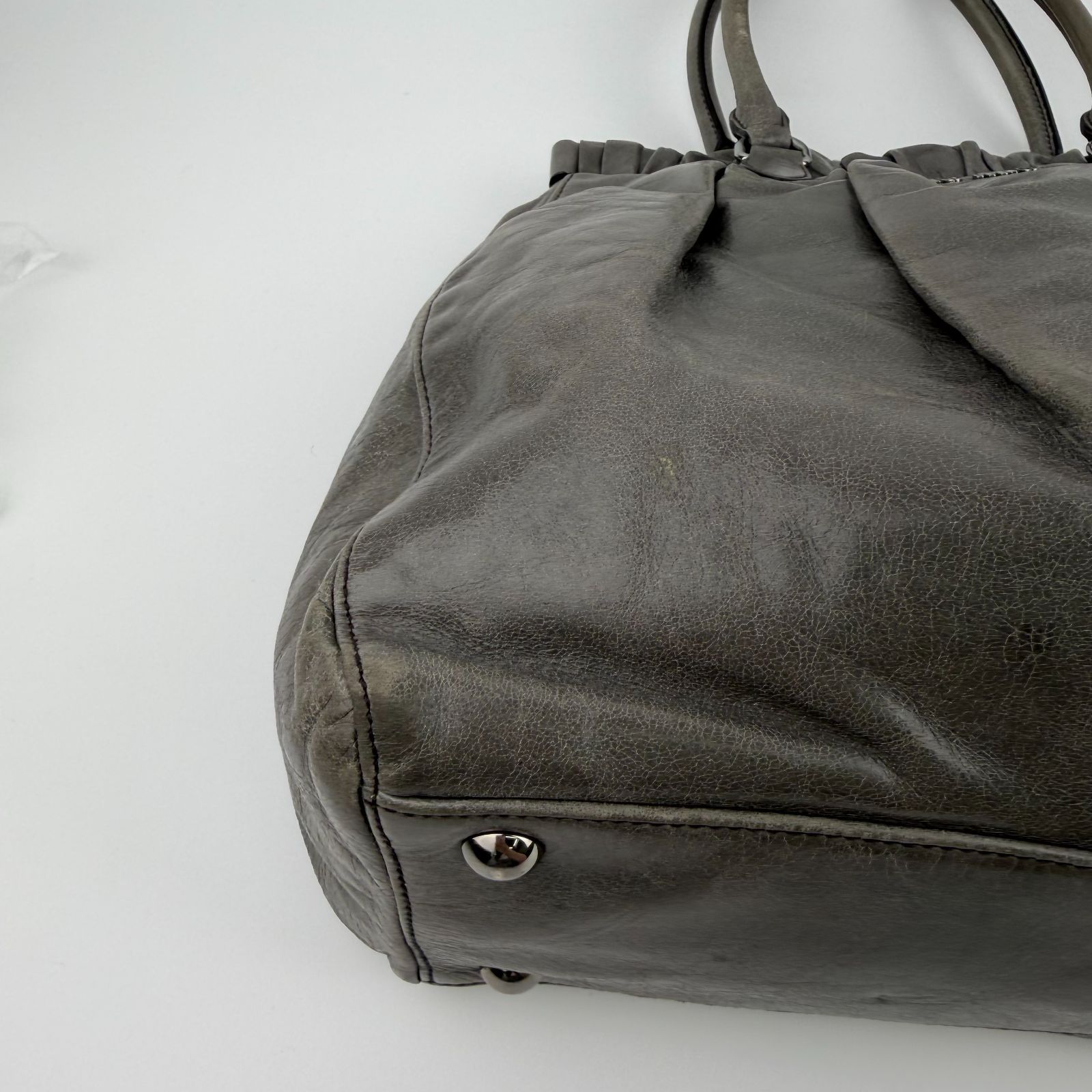 中古】MIU MIU ミュウミュウ ナッパクリスタル ハンドバッグ 