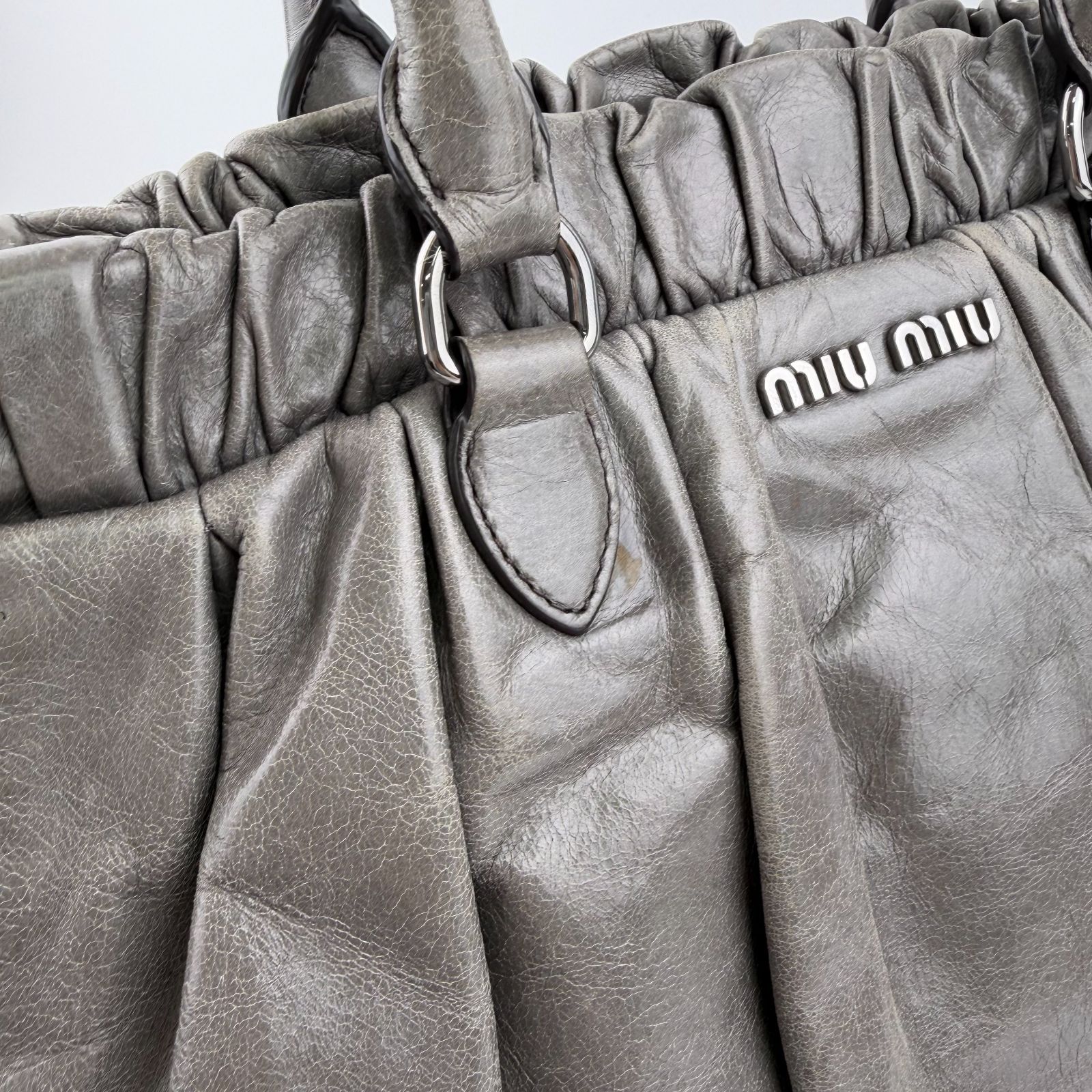 中古】MIU MIU ミュウミュウ ナッパクリスタル ハンドバッグ 