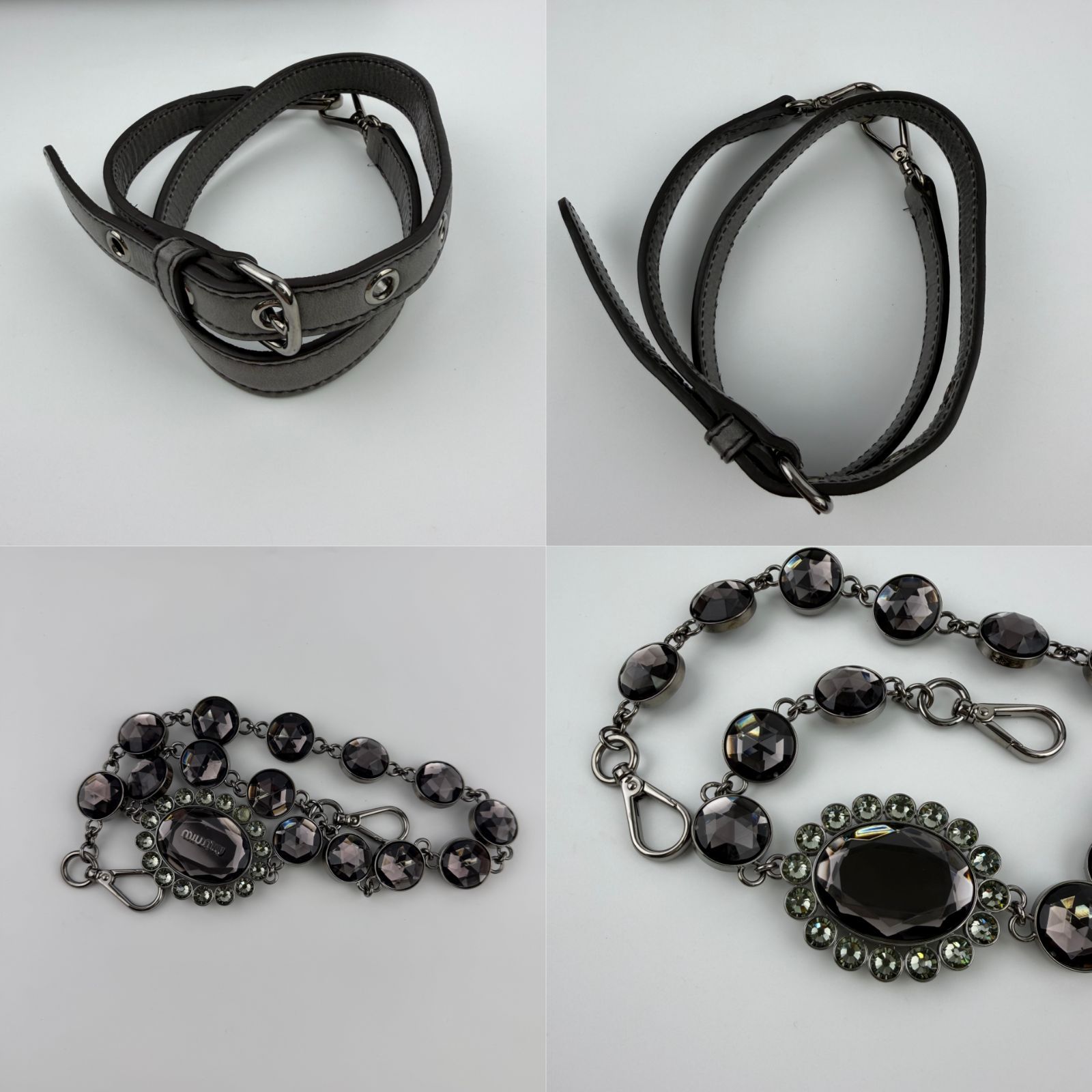 中古】MIU MIU ミュウミュウ ナッパクリスタル ハンドバッグ 