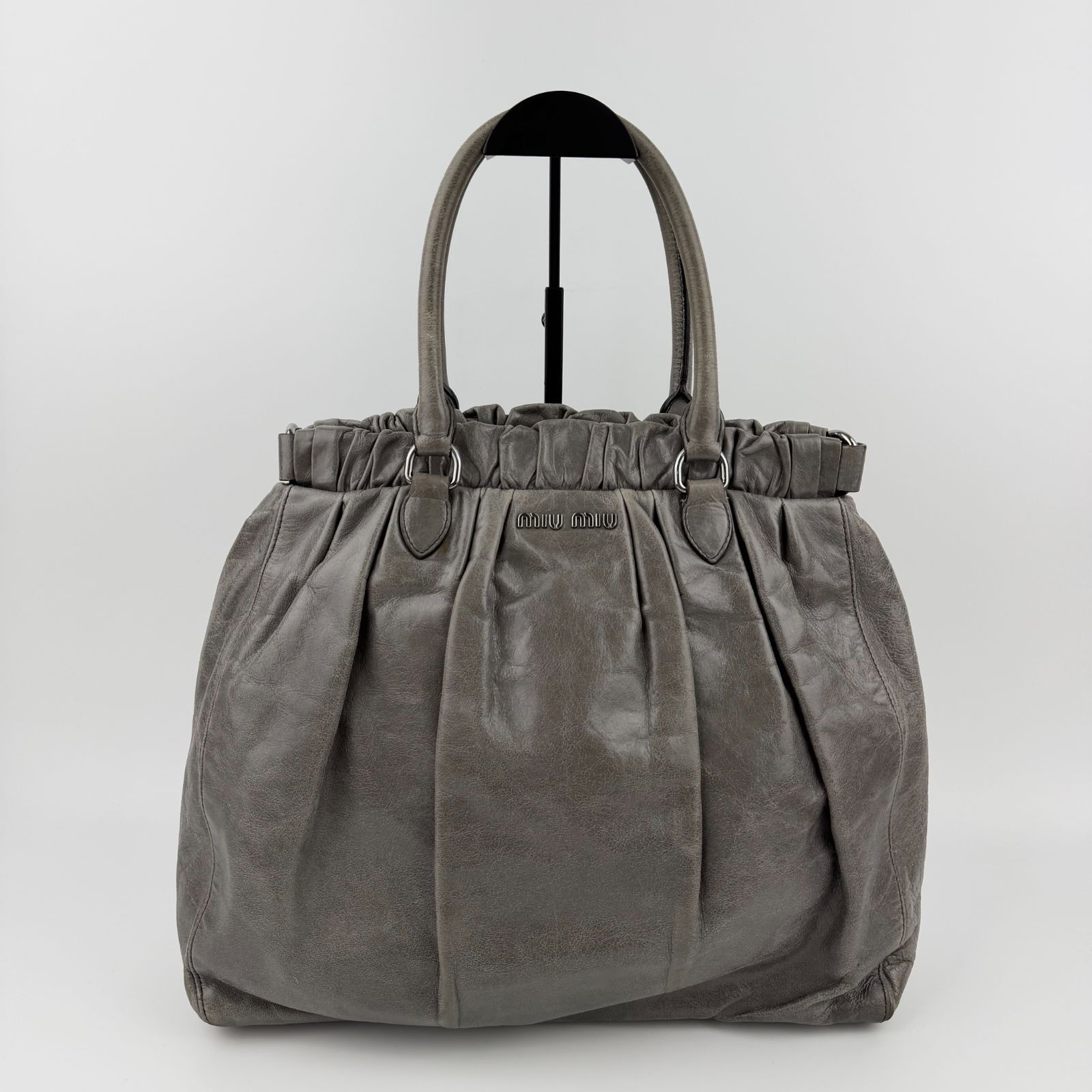 中古】MIU MIU ミュウミュウ ナッパクリスタル ハンドバッグ 