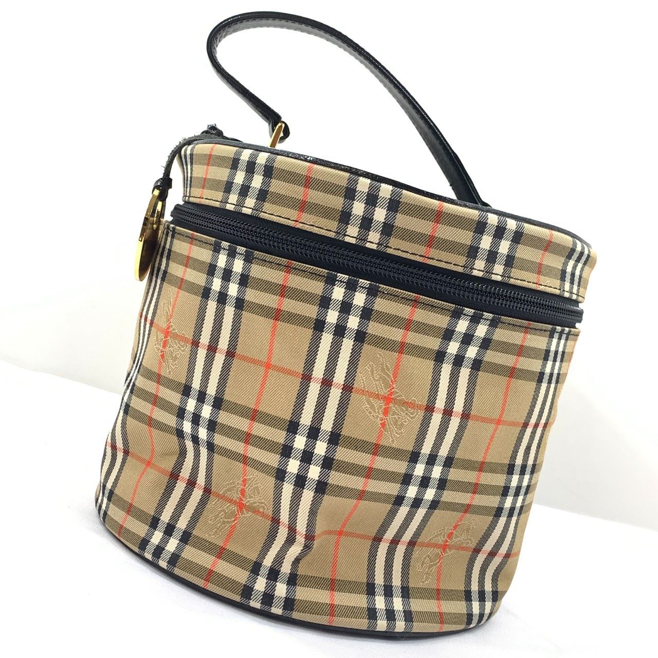 美品!!】 BURBERRY バーバリー ノバチェック 筒型 バニティバッグ