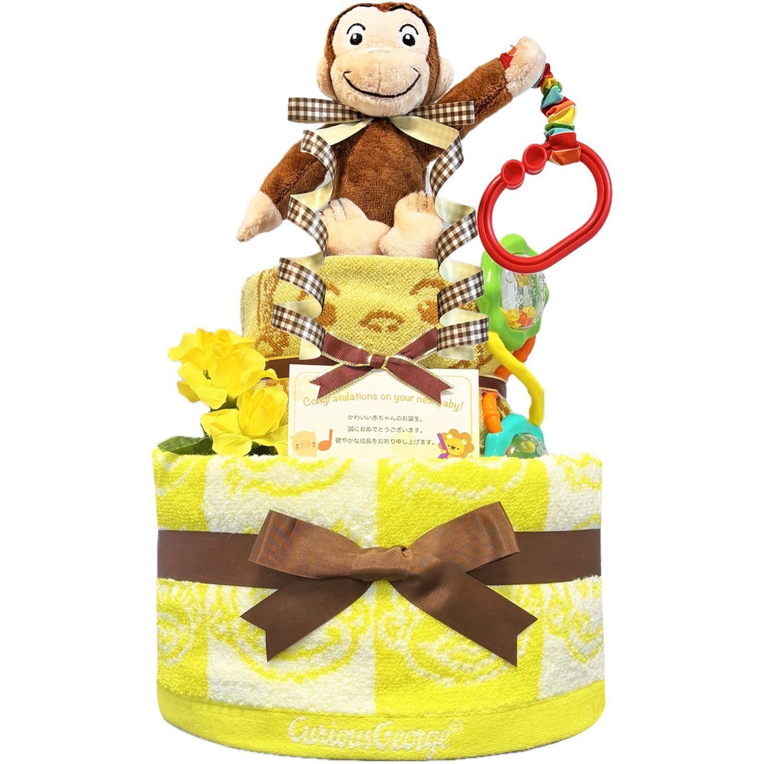 KanonBabys おむつケーキ 男の子 女の子 出産祝い 赤ちゃん 誕生日 ベビーシャワー ギフト 2段 Sサイズ osr3011 [ご出産祝い・新生児用にオススメおむつサイズＳ]
