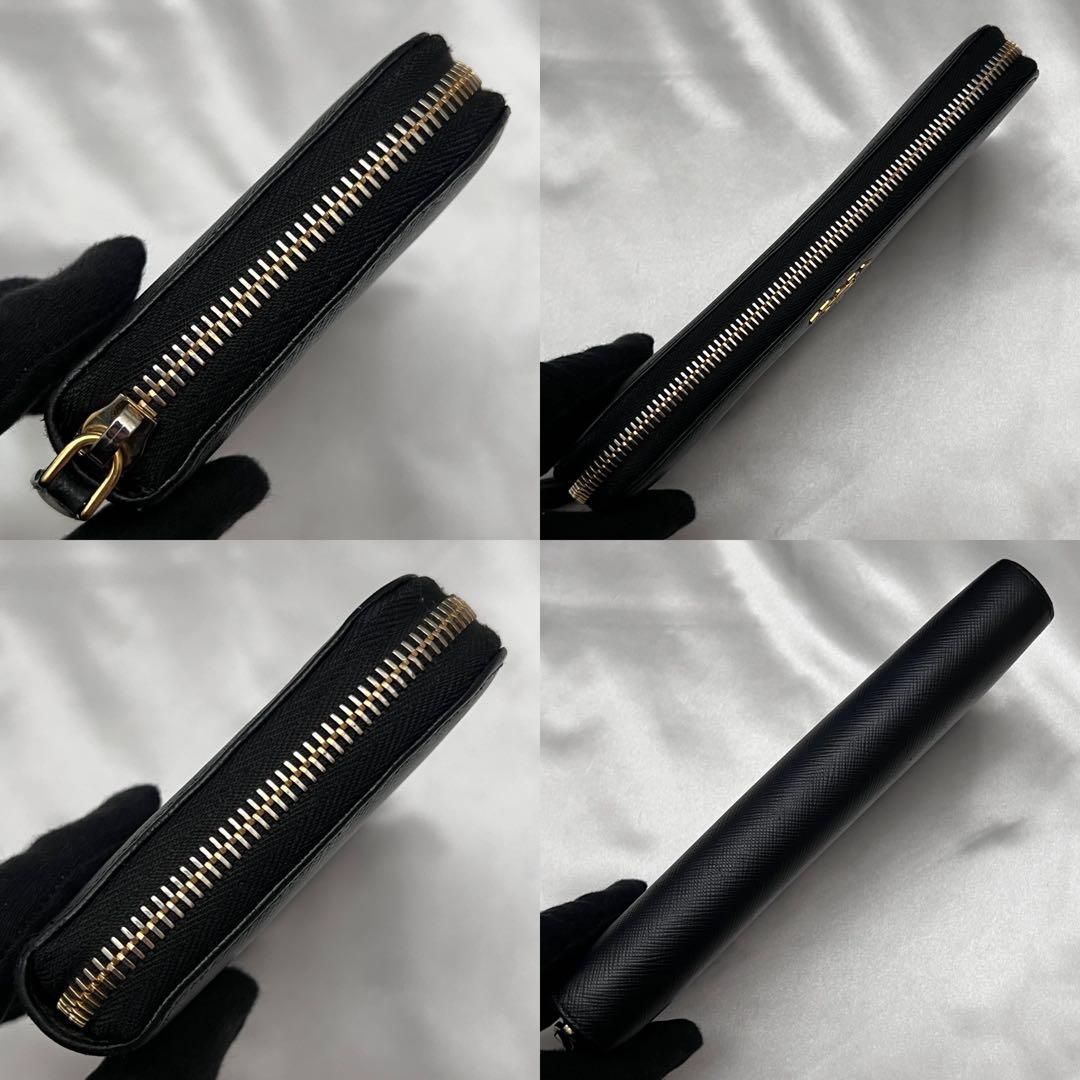◇レア極美品◇プラダ 長財布 サフィアーノレザー ロゴ金具 ブラック