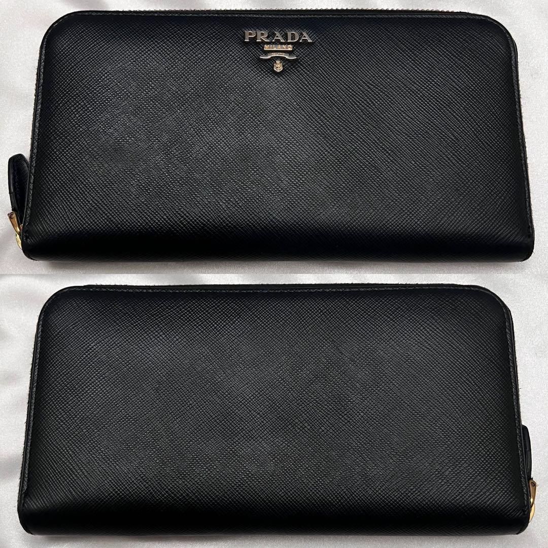 ◇レア極美品◇プラダ 長財布 サフィアーノレザー ロゴ金具 ブラック