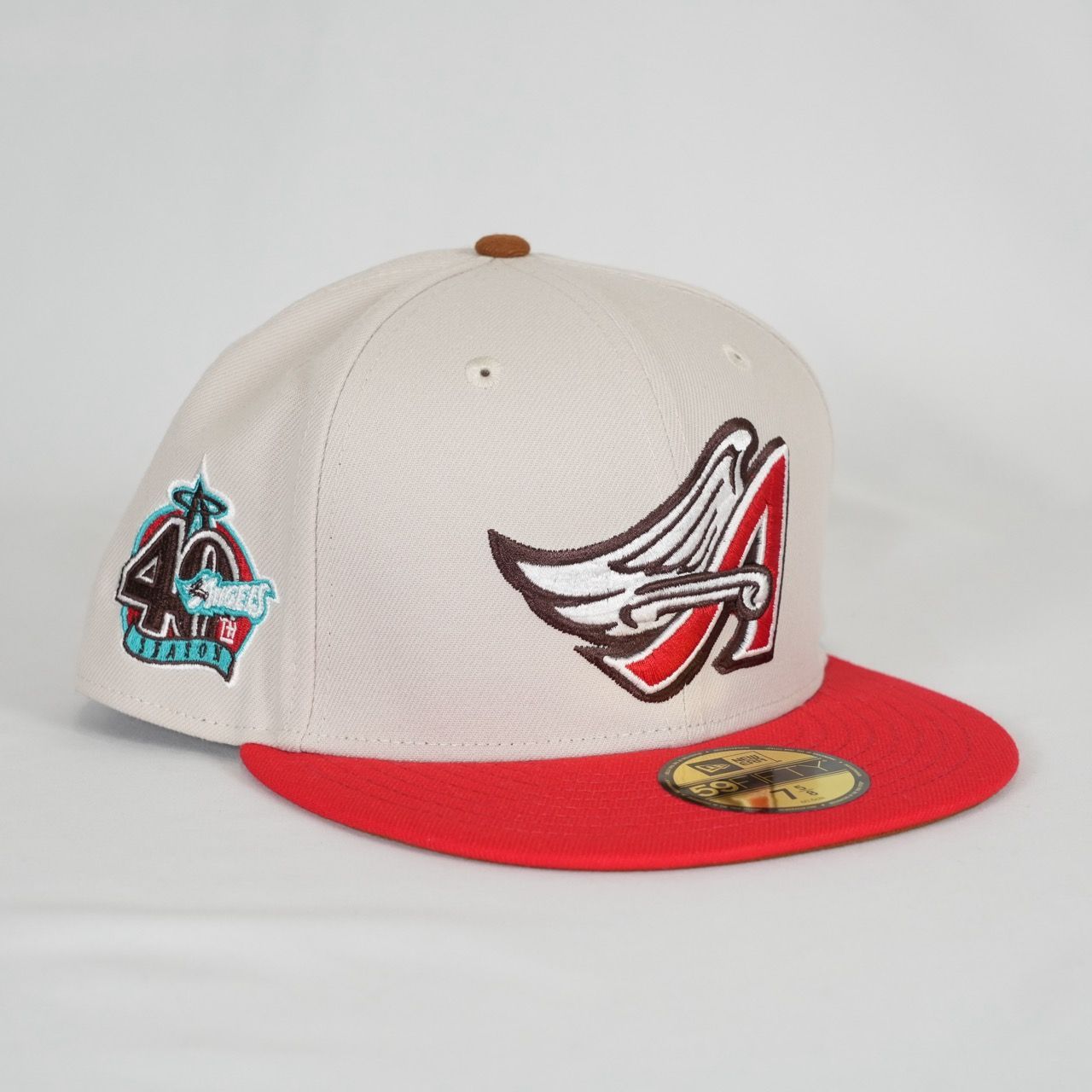 【新品】アナハイム・エンゼルス New Era Anaheim Angels 59Fifty Fitted - Stone/red (40th Anniversary)ツートン 7 5/8 (60.6cm) ニューエラ キャップ MLB 限定 大谷翔平