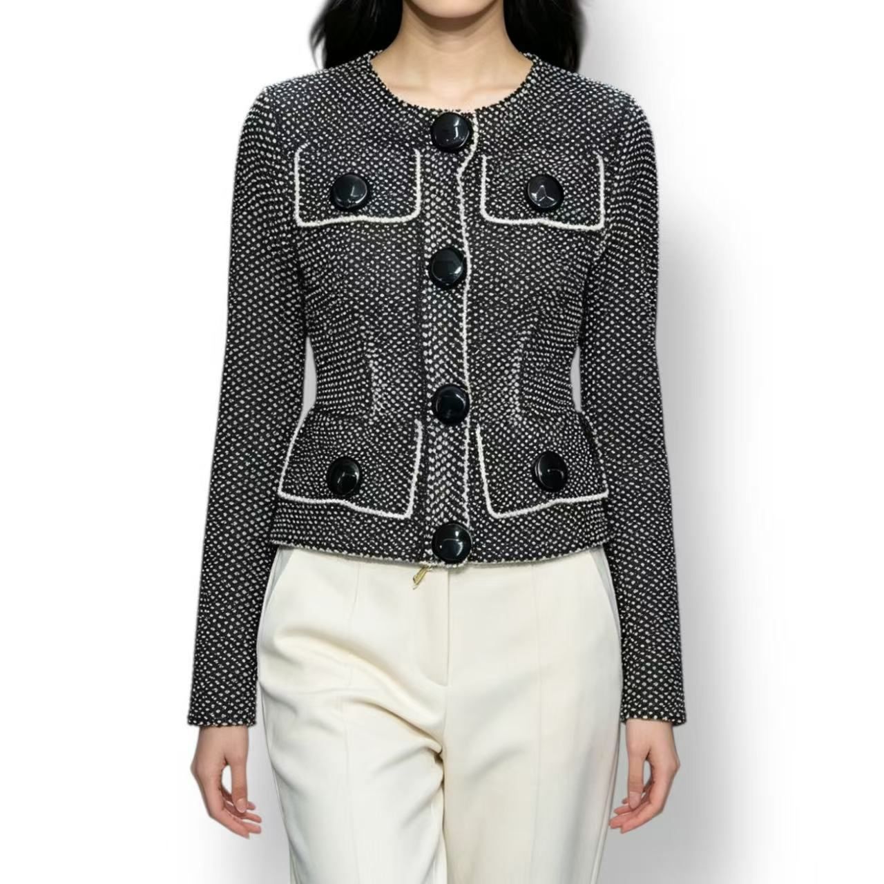 極美品 LOUIS VUITTON ルイ ヴィトン ノーカラージャケット ブラック