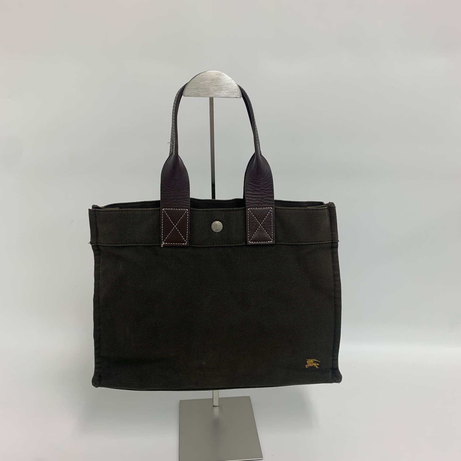 バーバリー　トートバッグ 希少色】BURBERRY バーバリー トートバッグ キャンバス レザー 深緑