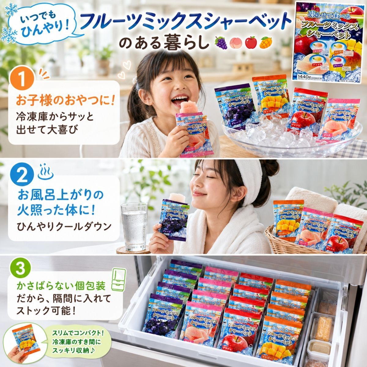 コストコ フルーツシャーベット 10個入 4種アソート - メルカリ