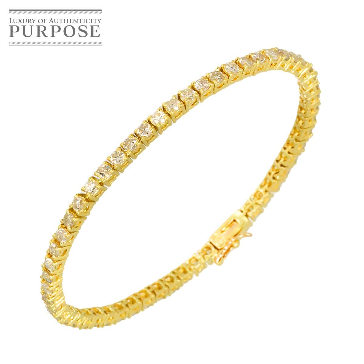 ダイヤ 3.40ct ブレスレット 15.5cm K18 YG イエローゴールド 750 Diamond Bracelet 90322775