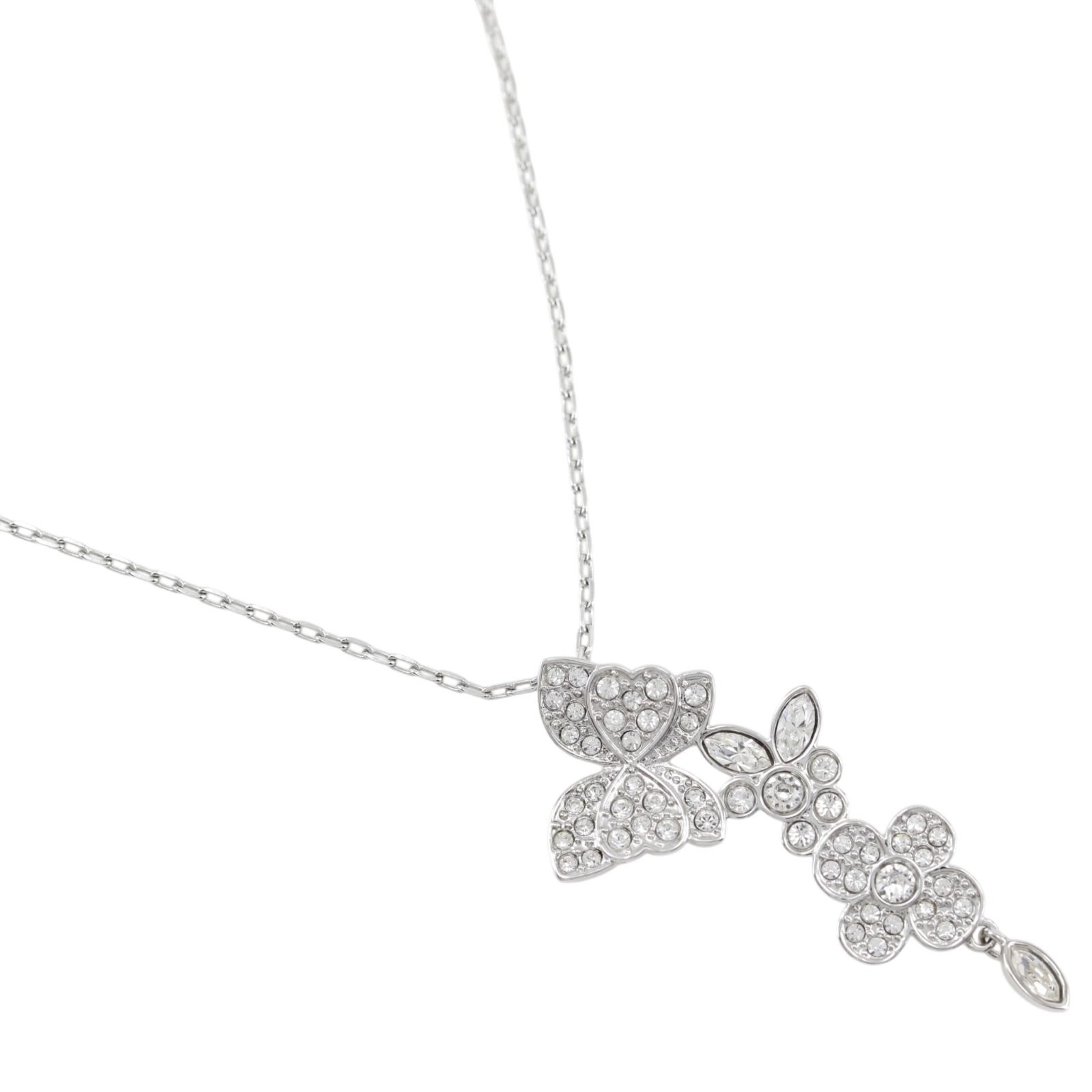 【SWAROVSKI】スワロフスキー エデン バタフライ フラワー クリスタル×金属製 シルバー レディース 4.4g ネックレス