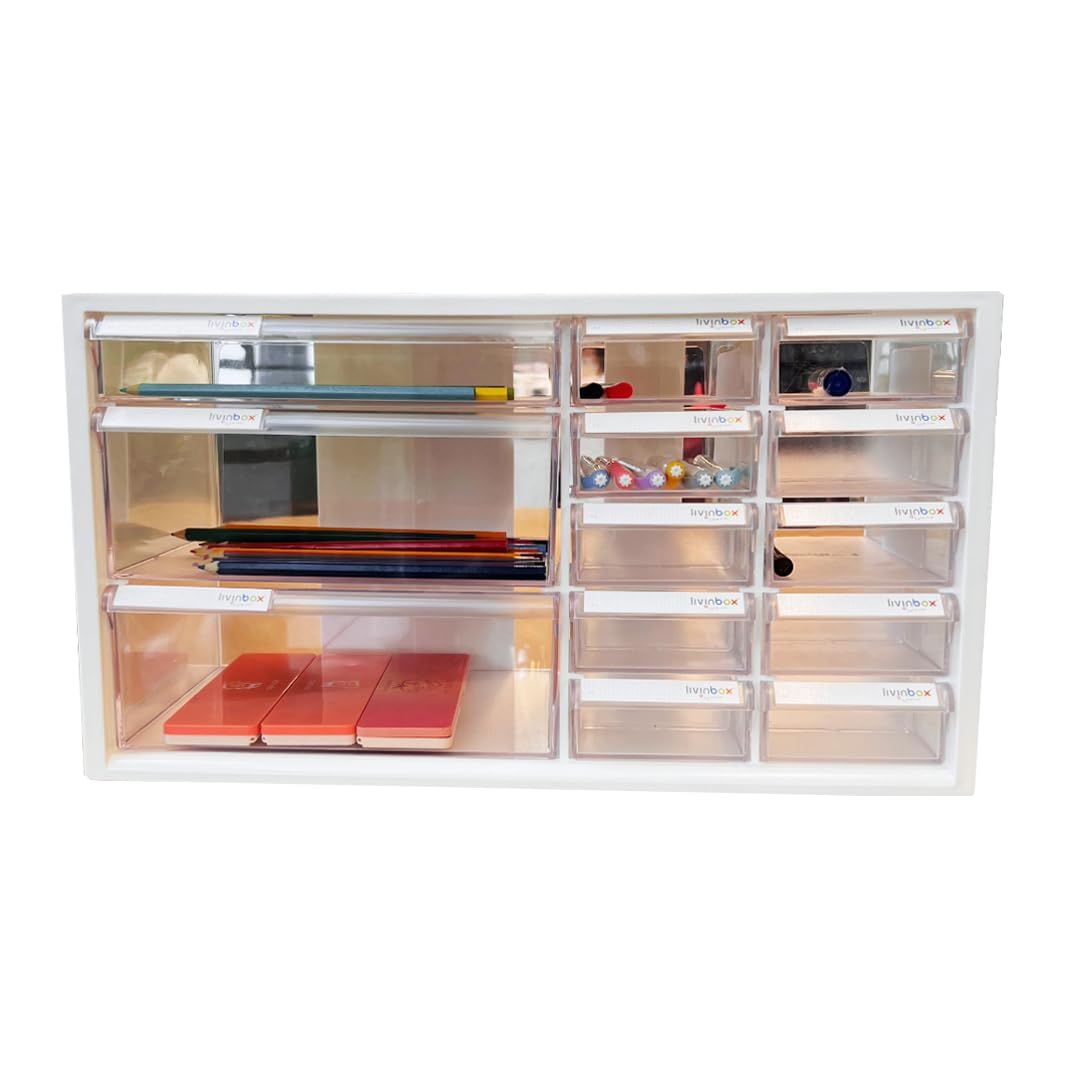 livinbox パーツキャビネット 大容量 小物入れ 13 引き出し 卓上収納ボックス 文房具収納 プラモデル 電子部品 模型工具 画材 収納ケース レジン 着色剤 マーカーペン 美術用品収納 工具箱 収納ケース ビタミン 薬の整理 ホワイ de9deff7