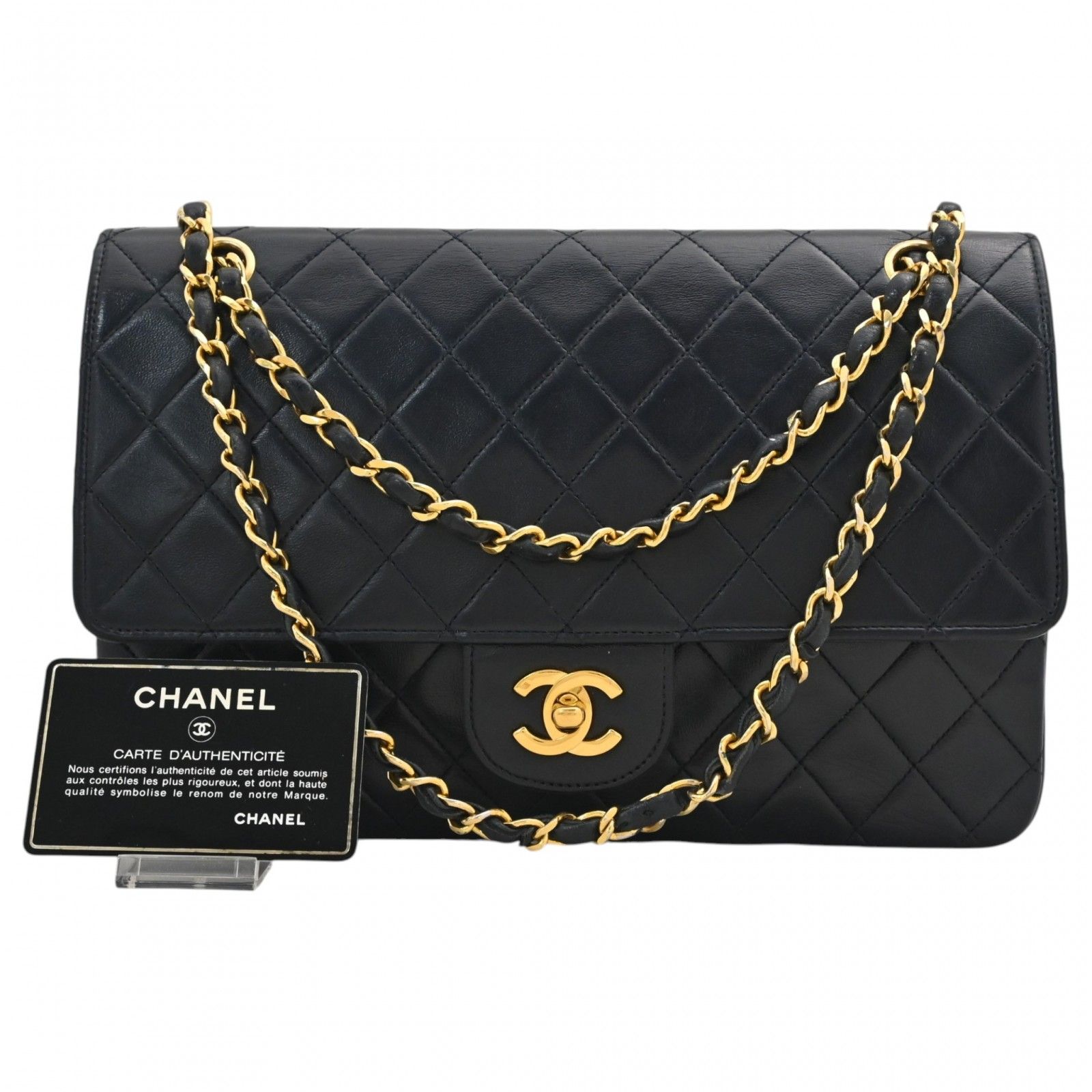 【中古】シャネル ココマーク マトラッセ 25 ダブルフラップ チェーン ショルダーバッグ Bランク ch64356gg