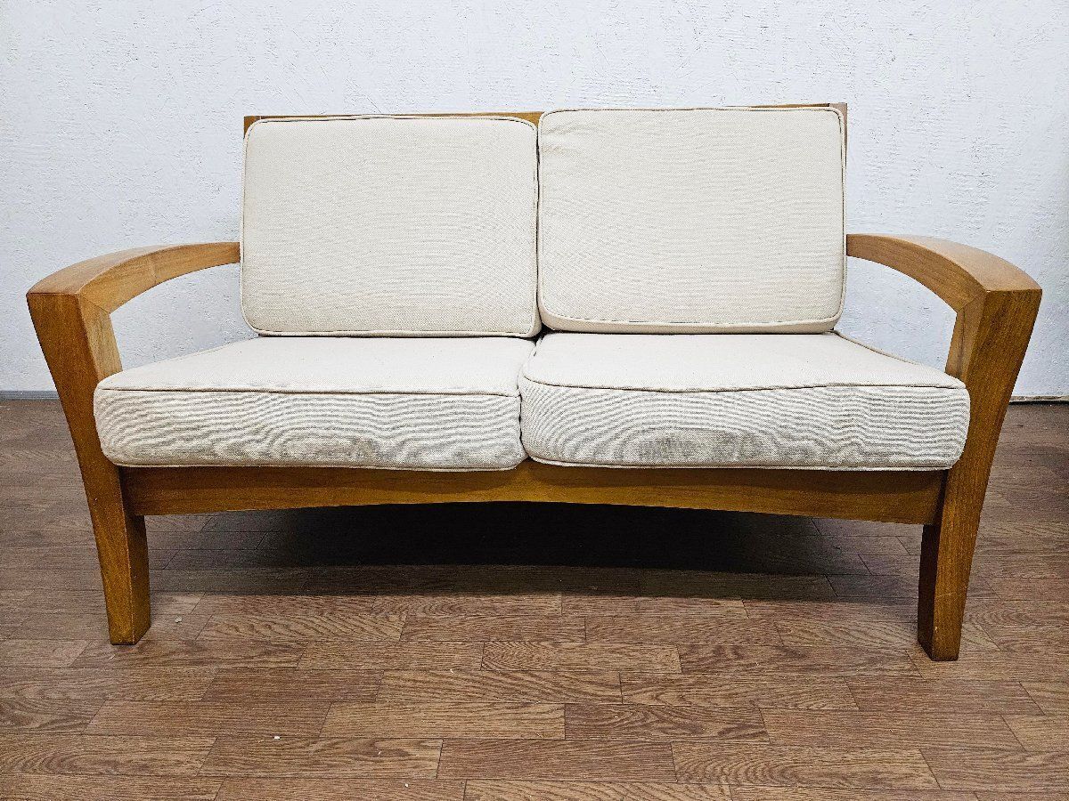 □スキャンティーク SCANTEAK 天然木 チーク無垢 二人掛けソファ イス
