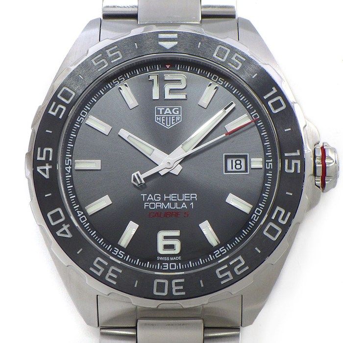 タグ・ホイヤー TAG Heuer 腕時計 フォーミュラ1 キャリバー5 WAZ2011.BA0842 デイト 回転ベゼル 夜光インデックス 夜光針 サンレイ グレー文字盤 SS セラミック 自動巻き 【箱・保付き】 【中古】