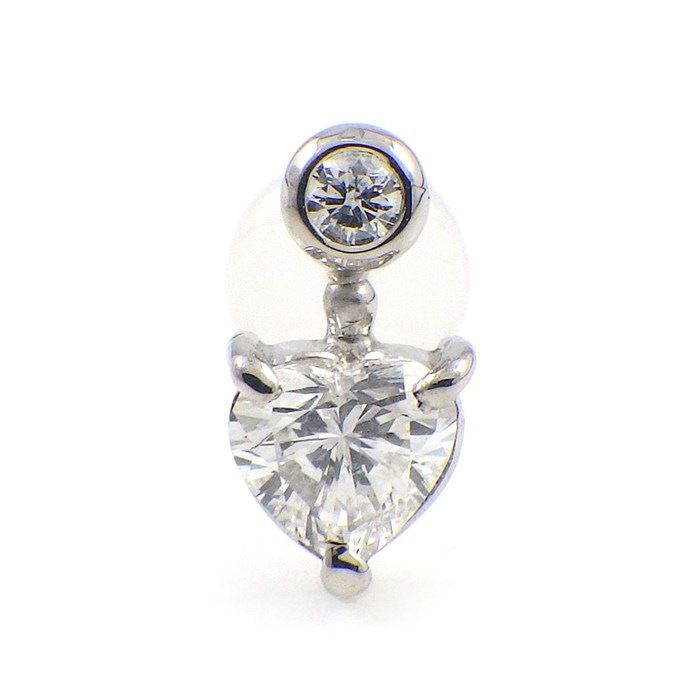 【ダイヤモンド】 ピアス ハートシェイプ ダイヤモンド 0.279ct (F/SI1) ラウンドカット ダイヤモンド 0.06ct PT900 ※片方のみ 【中古】 32,370円