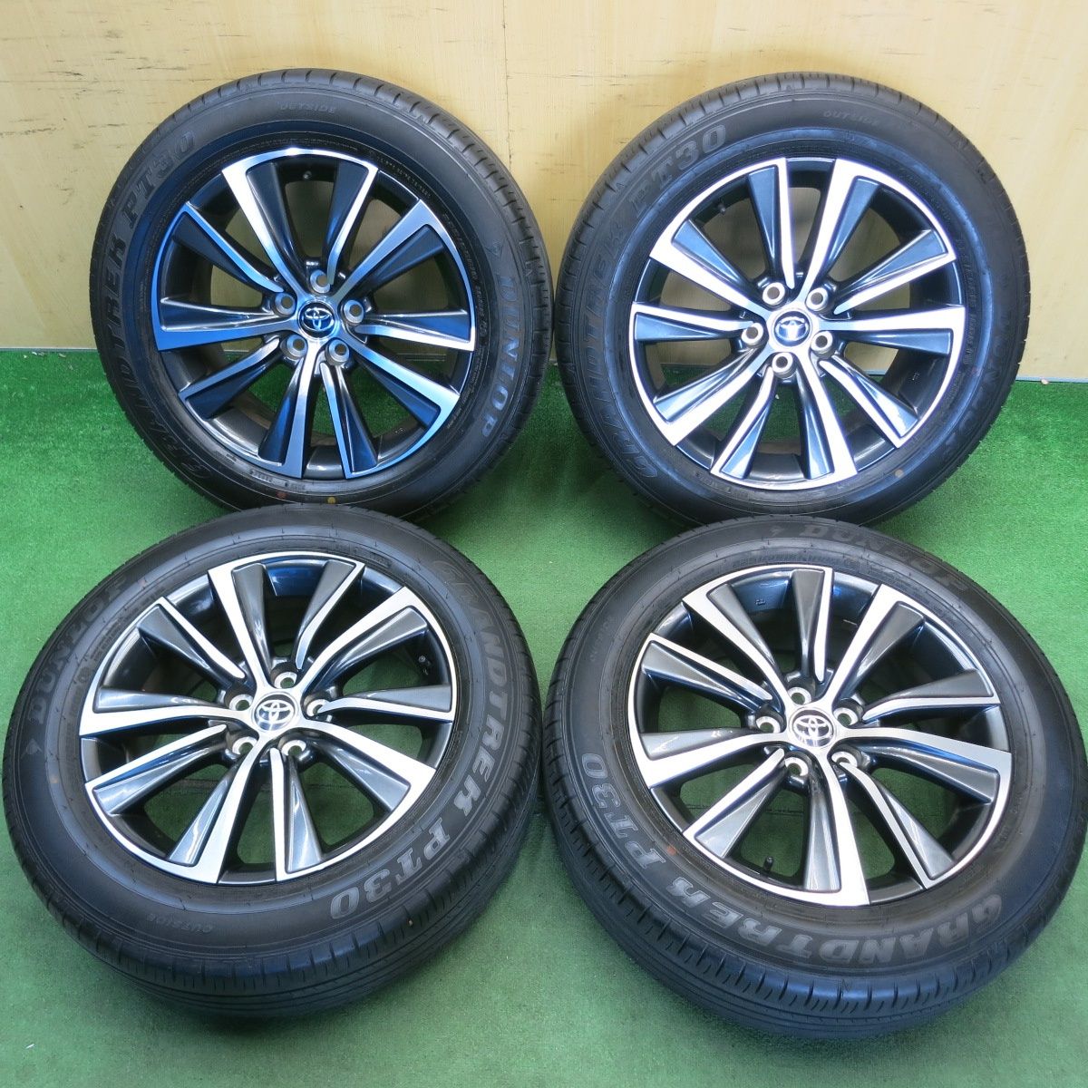 バリ溝！24年！キレイ！9分★トヨタ 80系 ハリアー Gグレード 純正 225/60R18 ダンロップ グラントレック PT30 18インチ PCD114.3/5H★6051409HAノ
