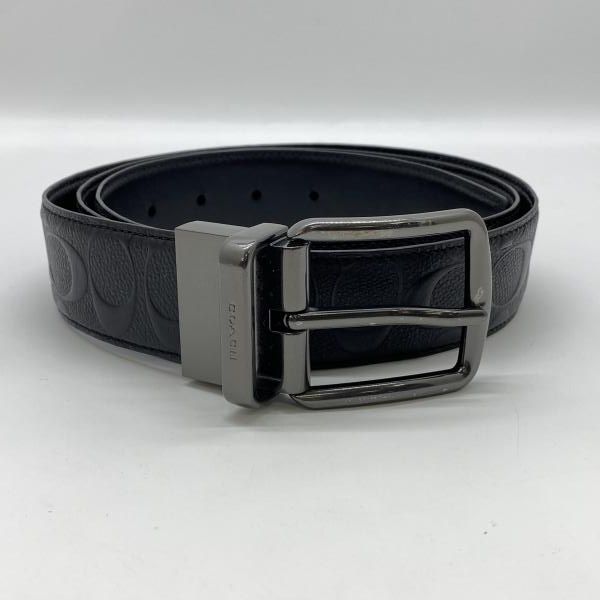 中古】COACH シグネチャー レザーベルト ブラック 42 55157 コーチ[24