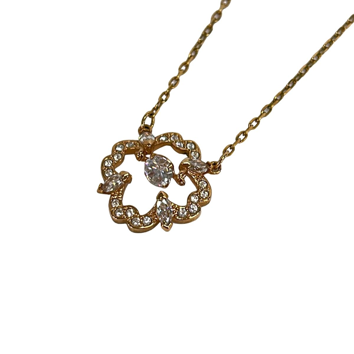 SWAROVSKI(スワロフスキー) ネックレス美品 - ピンクゴールド フラワー 