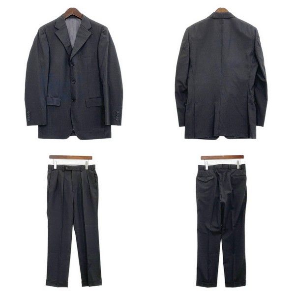 Burberry Black Label バーバリーブラックレーベル スーツ チェック セットアップ 3ボタン 背抜き メンズ 上下38R ブラック 上下 DM18836■