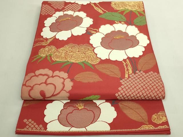 平和屋着物●極上　洛風林　工芸帯地　六通柄袋帯　唐織　枝花文　金糸　逸品　DZAB5962kh6 42,250円