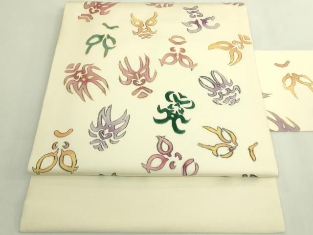 平和屋着物●極上　塩瀬　九寸名古屋帯　手描き　隈取り　金彩　逸品　DZAB5965kh6