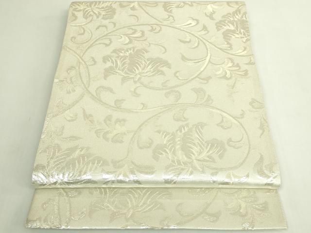 平和屋着物●極上　澤屋重兵衛　六通柄袋帯　花唐草　銀糸　証紙付き　逸品　DZAB5979kh6