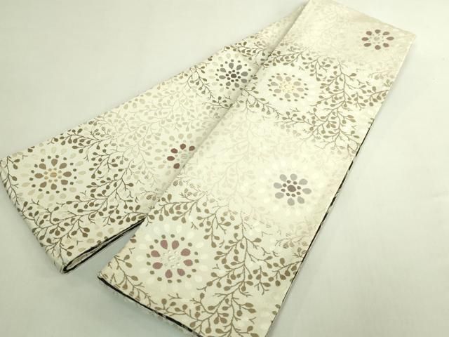 平和屋着物●極上　両面　半幅帯　枝花文　更紗花文　金銀糸　逸品　DZAB6003kh6