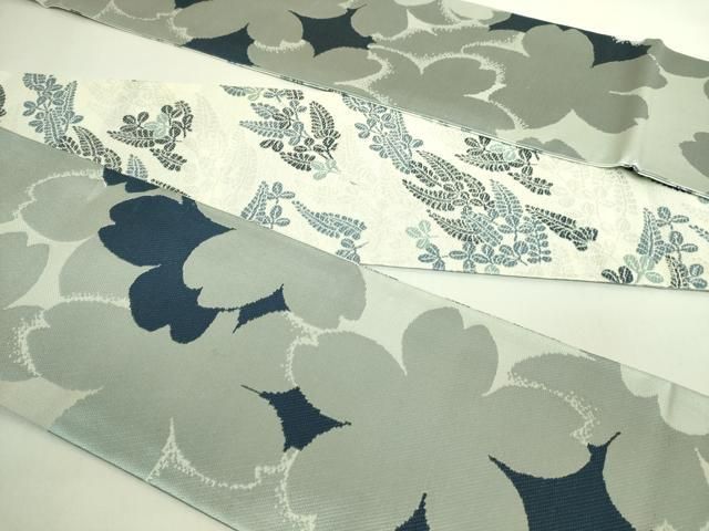平和屋着物●極上　両面　半幅帯　藍　舞桜　萩　逸品　DZAB6011kh6