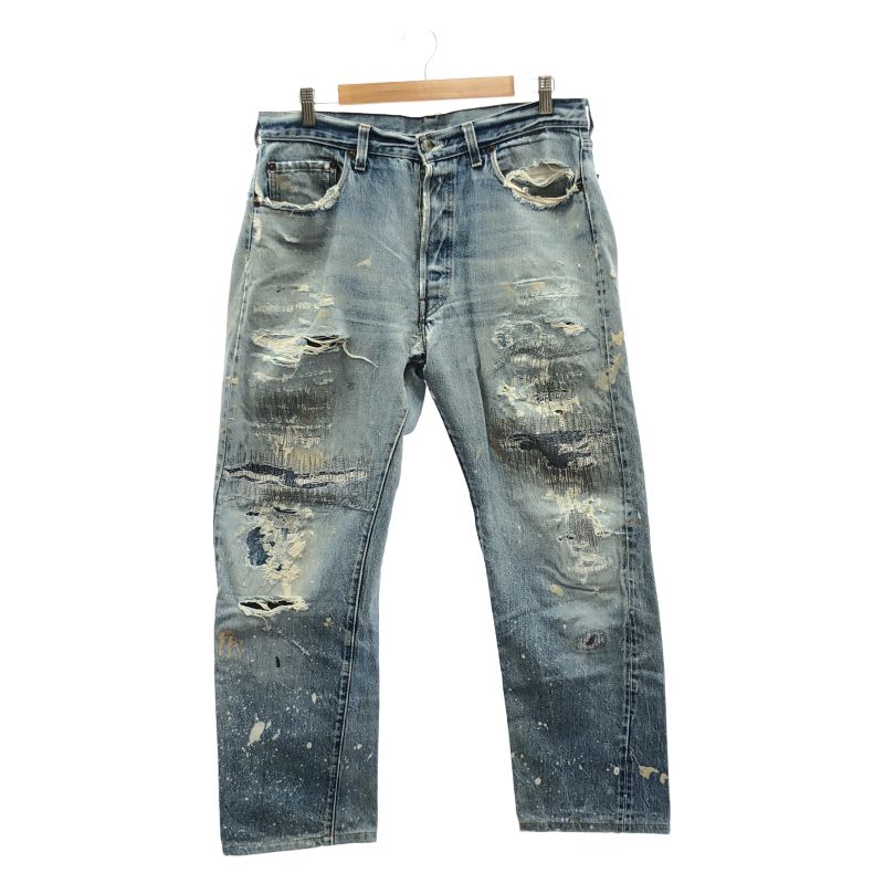 【中古】80s～ LEVI'S 501 リペアデニムパンツ ボタン裏524 ライトブルー リーバイス[92]