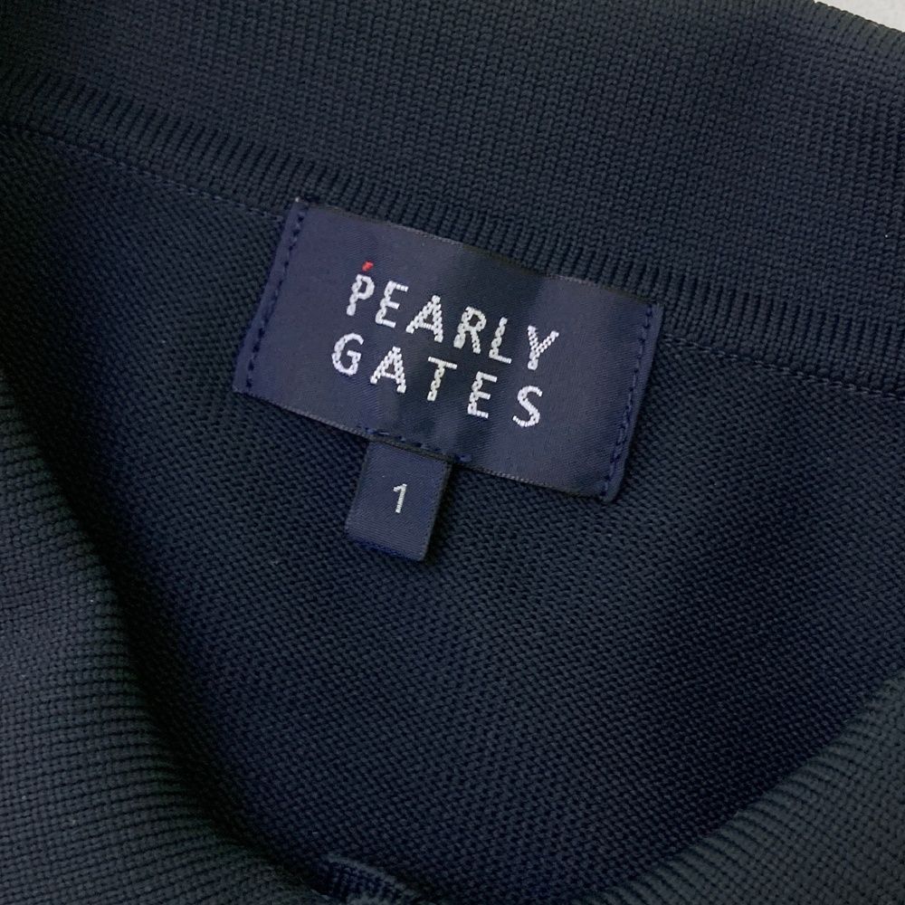 サイズ：1 PEARLY GATES パーリーゲイツ 2025年モデル 半袖 ポロニットワンピース 天竺×地柄 ネイビー系 [240101683795] ゴルフウェア レディース ストスト