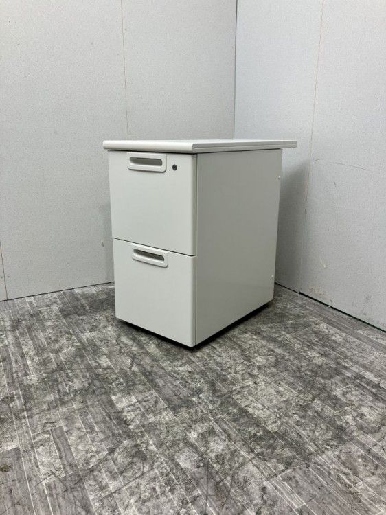 【中古品】プラス LAシリーズ 2段脇机 RY-047D-2 WH ホワイト