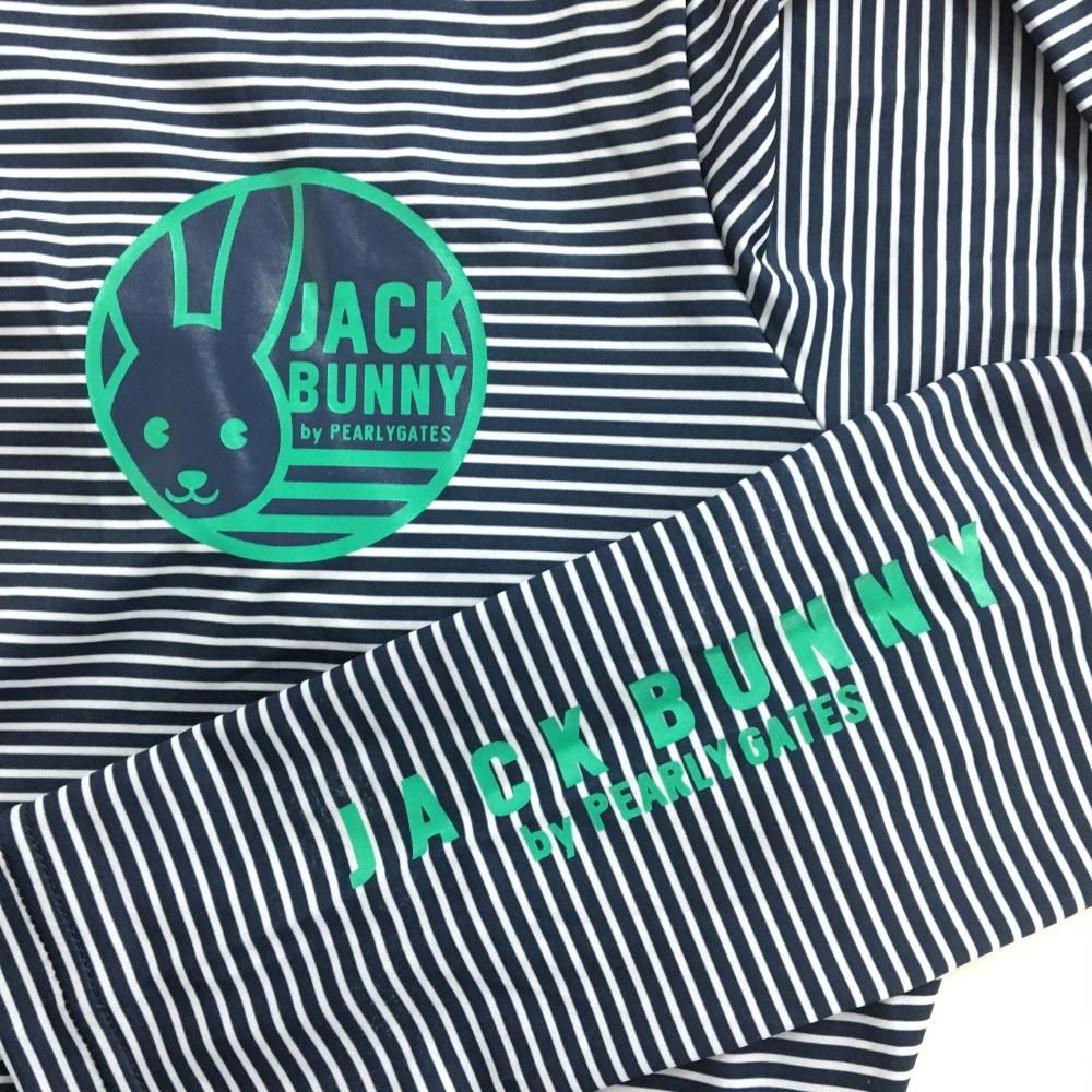 超美品】ジャックバニー 長袖ハイネックシャツ ネイビー×白 ボーダー