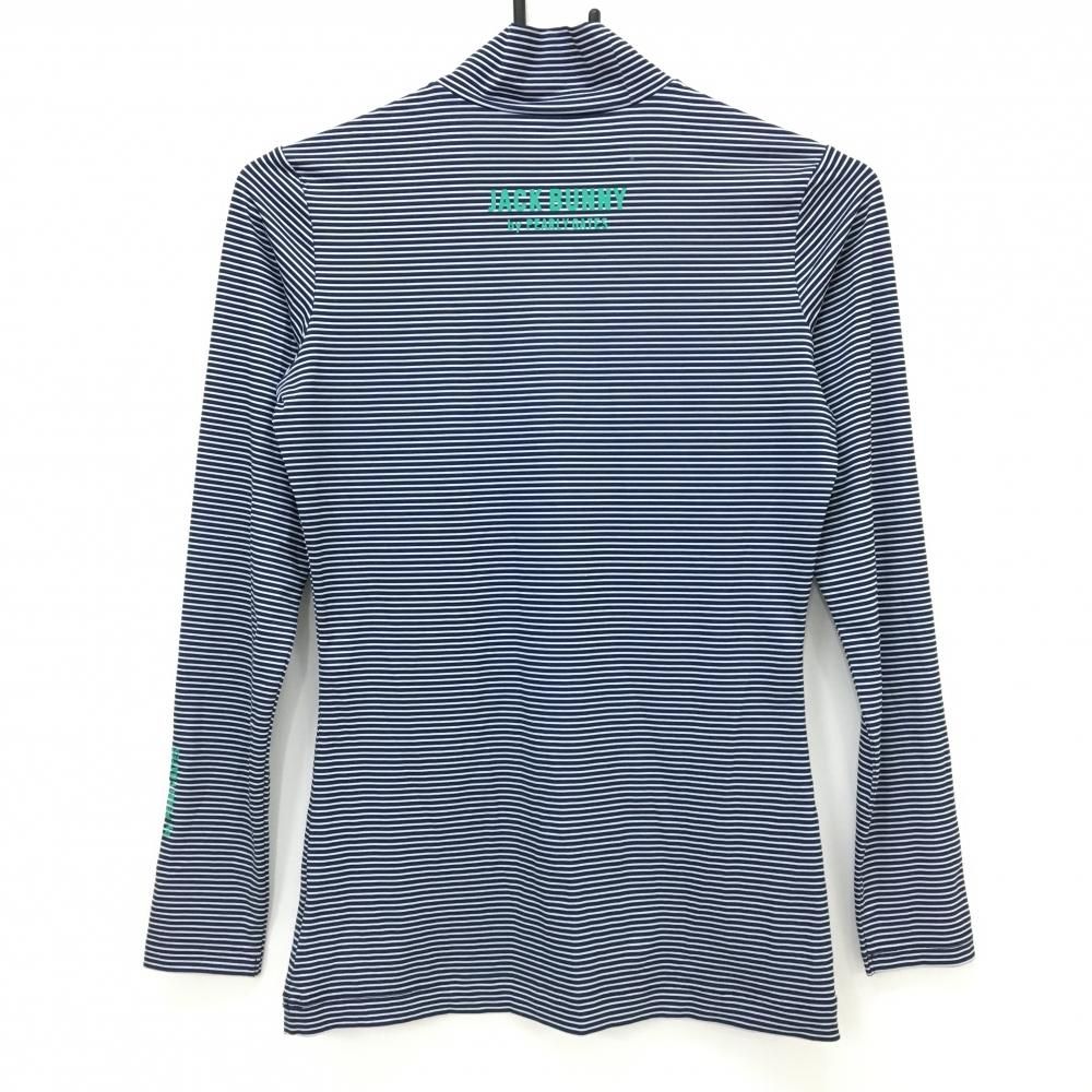 超美品】ジャックバニー 長袖ハイネックシャツ ネイビー×白 ボーダー