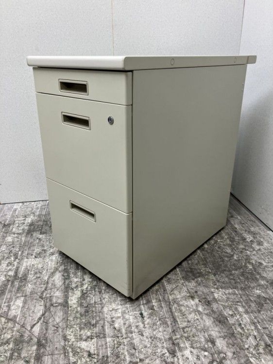 【中古品】トヨスチール 3段脇机 グレー