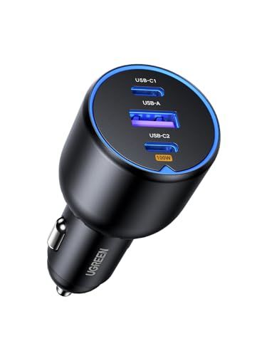 UGREEN 130W シガーソケット usb-c カーチャージャー 3ポート【PD 100W/30W+SCP 22.5W】PD3.0/QC4.0/PPS対応 車載充電器 コンパクトサイズ 耐久性 シガーソケット 急速充電器iphone17/ 486e93f4