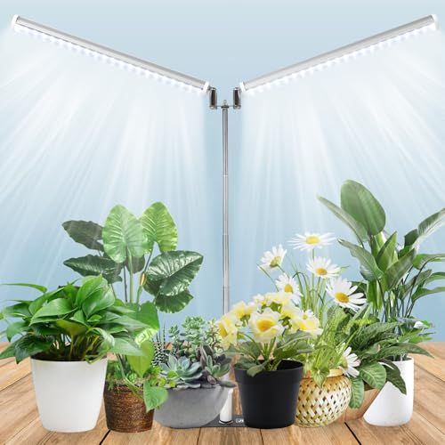 JCBritw 植物育成ライトLED 調整可能なデュアルヘッド T12 白色6500Kフルスペクトル 植物ライト 屋内植物用 多肉植物育成 観葉植物 水耕栽培用ライト 野菜工場 植物栽培工場 家庭菜園 室内園芸as 9d98df83