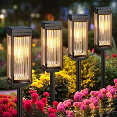 Letmy ソーラーライト 屋外 防水 ガーデンライト 屋外 防水IP65 高輝度 電球色 LED 自動点灯/消灯 15時間徹夜照明！ 埋め込み式 歩道/パーティー/庭/駐車場/花壇/ベランダ/通路/玄関/芝生などの屋外 照明に適用 ストライ 60baef3c