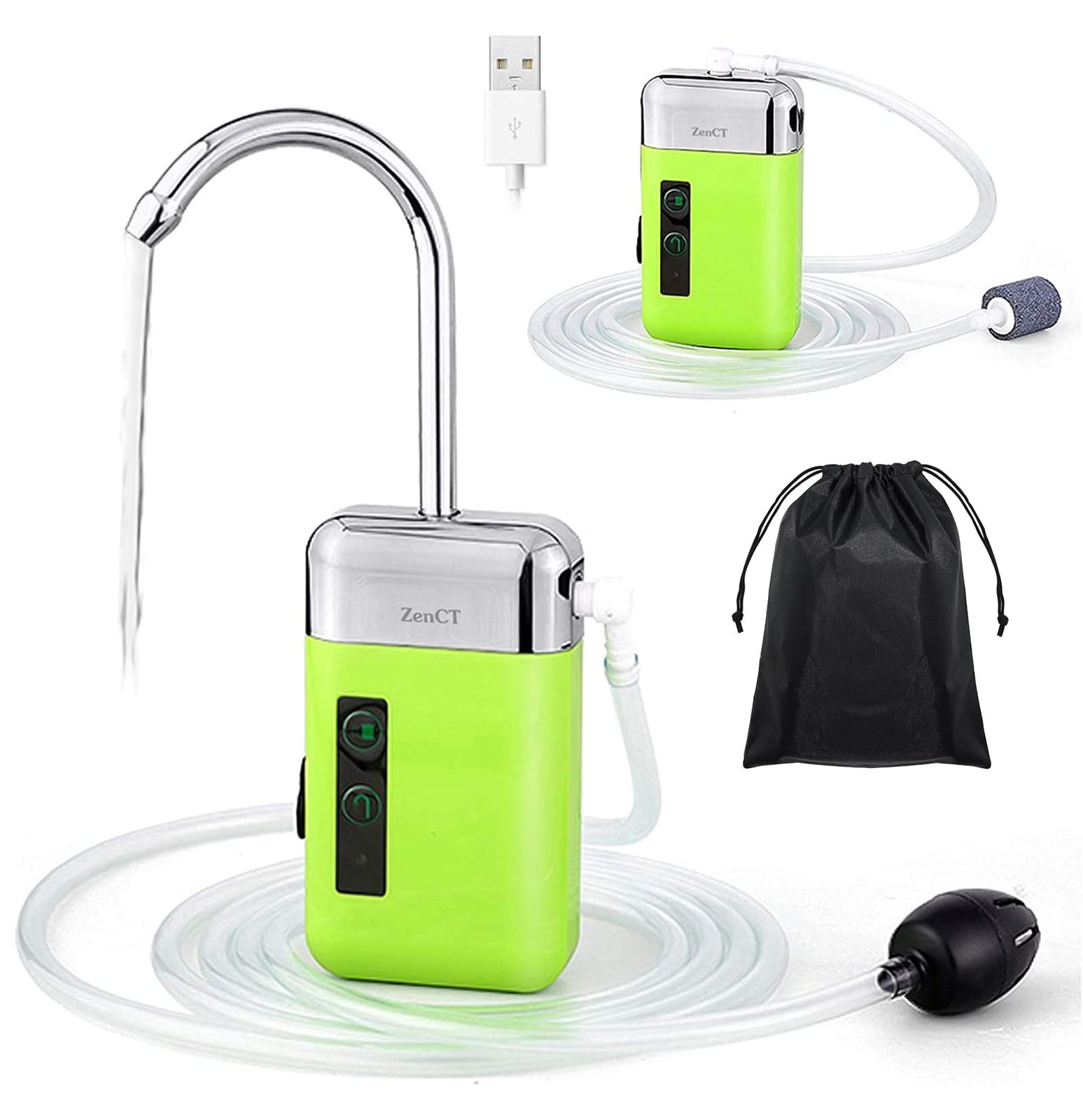 ZenCT アウトドアポンプ 充電式 ウォーターポンプ エアーポンプ 給水ポンプ LEDライト付き センサー感知スイッチ付き 電動式 一体化 新型 簡易式水栓 水などのくみ上げ・排水に！ 釣り/水槽/活かし輸送などに CT117as 67f99a86