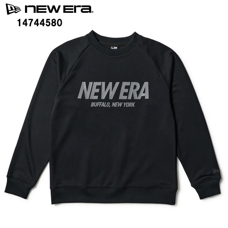 NEW ERA ニューエラ 14744580 ドライスウェット クルーネック ブラック パフォーマンスアパレル トップス【ニューエラ スウェット クルーネック プルオーバー ラグランスリーブ 吸汗速乾 帯電防止 フラッグロゴ ユニセックス 新品】