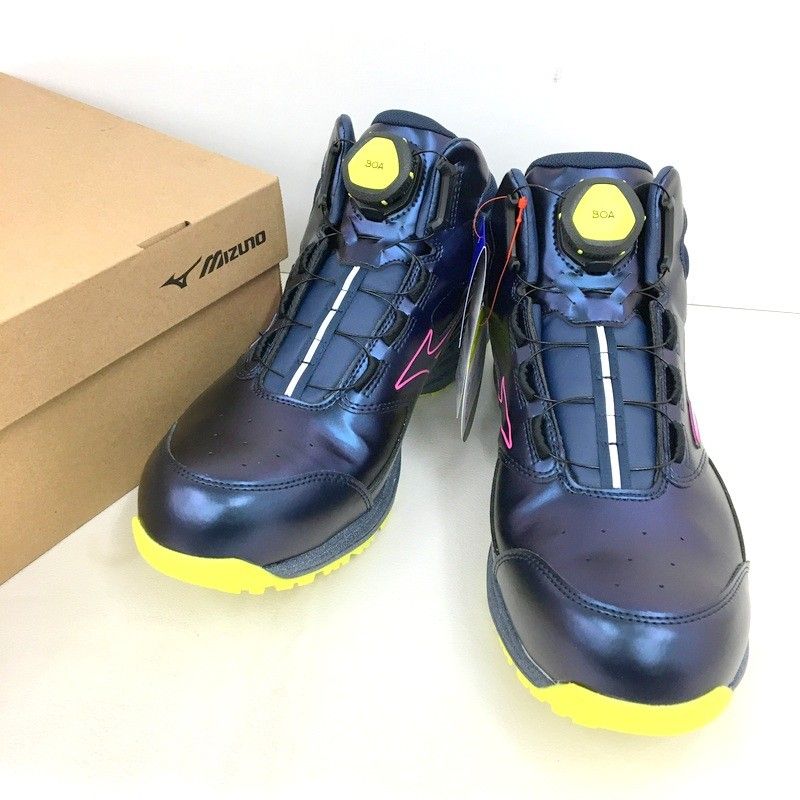 Mizuno BOA安全靴 ネイビー/イエロー 健康用品 Mizuno BOA安全靴 ネイビー/イエロー