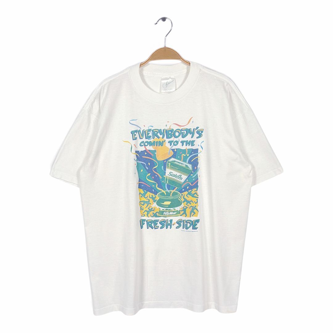90s セーラム タバコ 企業系 USA製 ヴィンテージ Tシャツ ボックスシルエット ホワイト シングルステッチ サイズXL 古着 BZ0563
