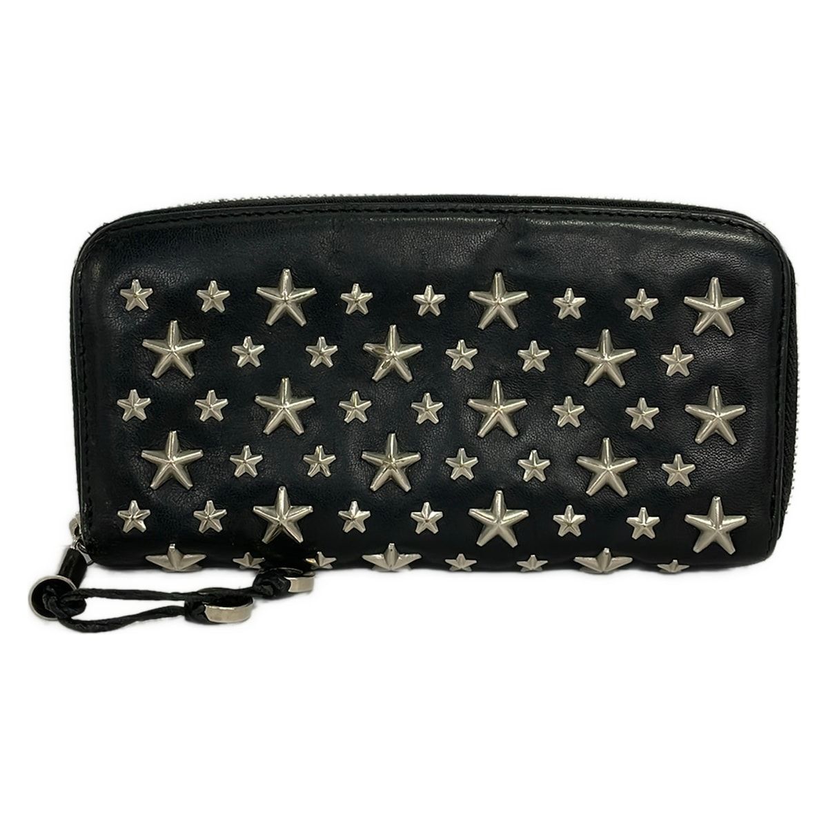 JIMMY CHOO(ジミーチュウ) 長財布 フィリッパ 黒 ラウンドファスナー/ホログラムシールあり レザー