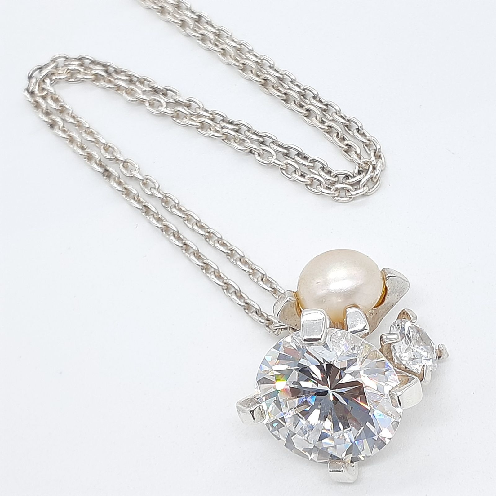 e.m. イーエム ネックレス SILVER 925 シルバー ジルコニア 淡水