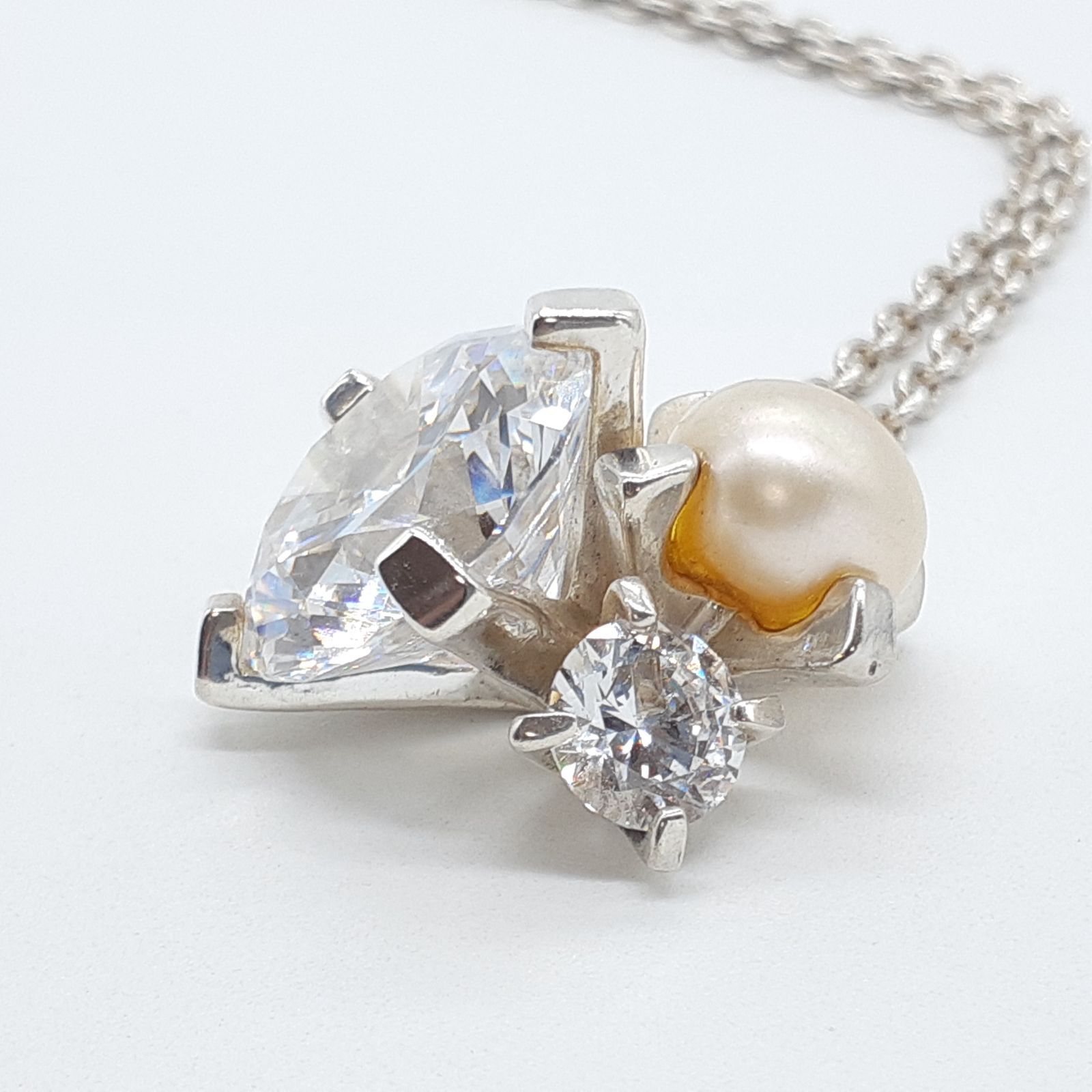 e.m. イーエム ネックレス SILVER 925 シルバー ジルコニア 淡水 